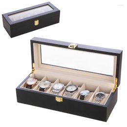 Watch Boxes & Cases Top 6 Slots Black MDF Packaging Collection Box Rectangle Storage Case For Expensive Display Deli22