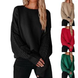 Women's Sweaters Women's Sweatshirts Women Fall Long Sleeve Crew Neck Solid Color Cable Knit Chunky Casual Oversized Pullover Mens