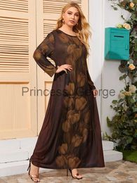 Casual Dresses Plus Size Women Clothing 2021 Autumn Winter Women Long Sleeve Retro Floral Print Vintage Dress Maxi Long Dresses x0625