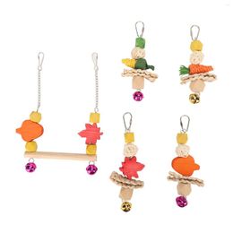 Other Bird Supplies Parrots Wooden Swing Easy To Instal Safe Material Colourful Corn Husk Parrot Toy Set For Cockatiels Playing