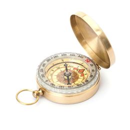 50pcs Portable Brass Pocket COMPASS Sports Camping Hiking Pocket Fluorescence Compass Navigation Camping Tools