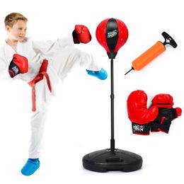 Punching Balls Kids Punching Bag Toy Set Adjustable Stand Boxing Glove Speed Ball w 230621