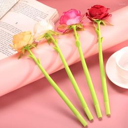 4Pcs Cute Kawaii Rose Flower Silicone Gel Pen Office School Supplies Stationery Creative Sweet Pretty Lovely Soft Ballpoint