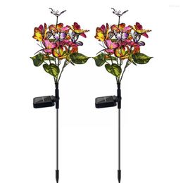 Solar Butterfly Flower Lights Led Simulation Outdoor Garden Inserted Decorative Lawn J8R0