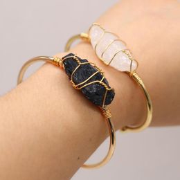 Bangle Natural Semi-precious Stone Open Gold Bracelet Crystal Bud For Jewelry Making Necklaces Gift Women