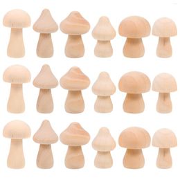 Garden Decorations Small Wooden Mushroom DIY Painting Toys Children Graffiti Prop Blank Set Unfinished Model