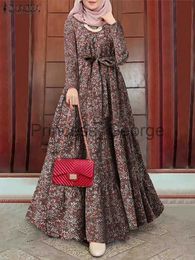 Casual Dresses ZANZEA Spring Floral printed Women Dress Long Sleeve ONeck Islamic Clothing Button Cuffs Kaftan Turkey Lace Up Casual Sundress x0625