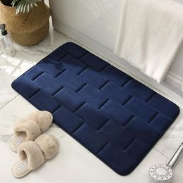 Mats Embossed Bricks Pattern Bathroom Bath Mat Bathtub Floor Carpets Memory Foam Home Toilet Rugs Water Absorption Antislip Pad