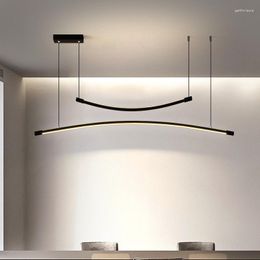 Chandeliers Minimalism Hanging Led Chandelier Lights For Bed Dining Room Kitchen Suspension Luminaire Gold/Black Modern Lighting