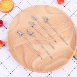 Dinnerware Sets 5Pcs Stainless Steel Fruit Sticks Cocktail Picks Reusable Metal Skewers Appetizer Party Accessories (