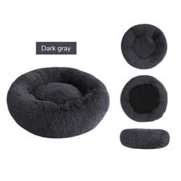 kennels pens Pet Dog Bed Long Plush Donut Round Dog Kennel Comfortable Fluffy Cushion Mat Winter Warm For Dog Cat House EU Warehouse 230625