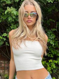 Women's Tanks Tossy Backless For Women Sexy Crop Top Vest Basic Slim High Street Patchwork Strapless Tube Tops White Fashion Female Y2k