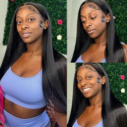 40 Inch Glueless Full Lace Frontal Wig Human Hair Pre Plucked Brazilian Straight Lace Front Human Hair Wig For Women