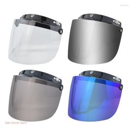 Motorcycle Helmets Visor 3-Snap Design Flip Up Down Open Face Lens