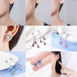 Stud Earrings Blue Star Cubes Shell Pearl Crystal Red Bow Geometric For Women Party Wedding Silver Plated Jewellery