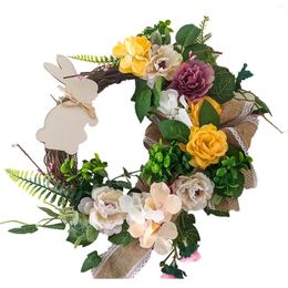 Decorative Flowers Easter Wreath Artificial Farmhouse Indoor Outdoor Decor For Festival Wall Home Wedding