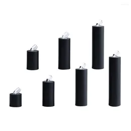 Jewellery Pouches 7pcs Ring Stands Set Acrylic Holder Black Cylinder Design Display Rack For Home Showcase Shop