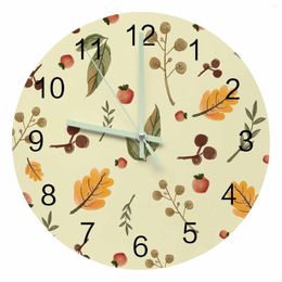 Wall Clocks Leaves Fruit Twigs Luminous Pointer Clock Home Interior Ornaments Round Silent Living Room Bedroom Office Decor