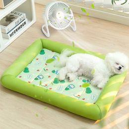 kennels pens S-XL Summer Cooling Pet Dog Mat Ice Pad Dog Sleeping Square Mats For Dogs Cats Pet Kennel Top Quality Cool Cold Silk Dog Bed 230625