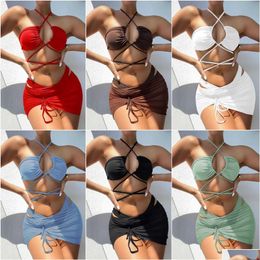 Women'S Swimwear 2023 Mticolor Sexy Swimsuit Reverse Wear Three Piece Split Bikini Female Drop Delivery Apparel Womens Clothing Dhg5X