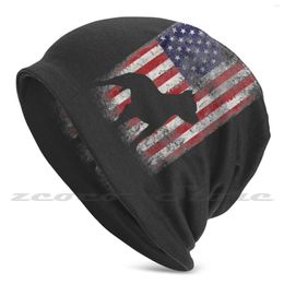 Berets Pitbull American Flag Usa Patriotic Dog Gift Knit Hat Hedging Cap Soft Elasticity Outdoor Sports Leisure Brother Law Daddy