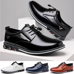 Men Dress Shoes for Men Lace Up Oxfords Black Leather Business Shoes Comfortable Men Shoes