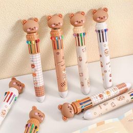 Colour In 1 Ballpoint Pen 0.5mm Cartoon Bear Student Multi-color Press Writing Supplies