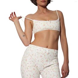 Women's Tracksuits 2023 Fashion 2 Piece Women Shorts Set Flower Print Camisole With Elastic Waist Biker Summer Outfit