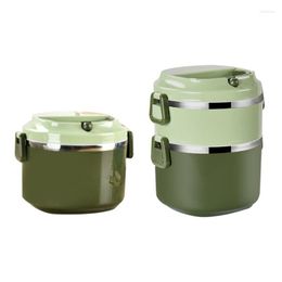 Dinnerware Sets 1700ml 2 Layers Thermal Insulated Lunch Containers Portable Leakproof Stainless Steel Adult Kids Bento Box M6CE