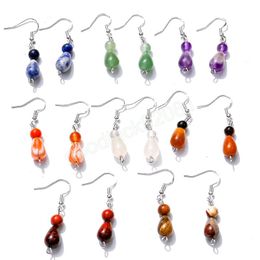 Natural Amethyst Crystal Stone Water Drop-shaped Dangle Earrings for Women Girls New Colourful Agate Stone Earrings Jewellery Gifts