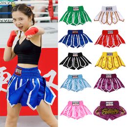 Other Sporting Goods Women Men Kickboxing Fight Tiger Muay Thai Shorts Kids Light Breathable Boxing Trunks Printing Grappling Sanda MMA Shorts 230621