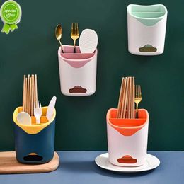 New 1Pcs Kitchen Supplies Wall Hanging Chopsticks Spoon Fork Organizer Basket Chopsticks Kitchen Gadgets Tableware Drainage Tool