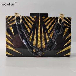 Evening Bags Solid Black Fashion Women Messenger Bag Wedding Handbag European Elegant Evening Bags Acrylic Cute Geometric Casual Clutch J230625