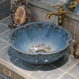 China Artistic Procelain Handmade Countertop chinese wash basin bathroom sinks bowlgood qty Hagid