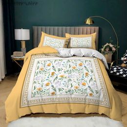 Flower Botanical Leaves Bedding Set Maple Leaves Luxury Chic Duvet Cover Single Double Size For Girls Women Couple Bedroom Decor L230522