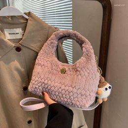 Evening Bags Vintage Faux Fur Thread Chain Hobos Shoulder Crossbody For Women Handbags And Purses 2023 Brand Designer Messenger Bag