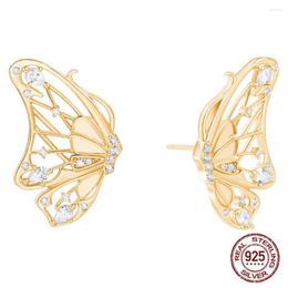 Stud Earrings Poulisa Butterfly Zirconia For Women 925 Sterling Silver Cubic Zircon Ear Studs Earring 18K Gold Plated Pendiente