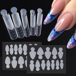 False Nails 12pcs Dual Silicone Nail Forms Tips French Line Guides Pad Acrylic Extension Gel Mold Reusable Auxiliary Manicure Accessory Tool