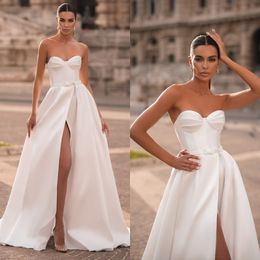 For Line Bride Sweetheart A Dresses Berta Satin Wedding Dress Vestidos De Novia Thigh Slit Designer Bridal Gowns signer