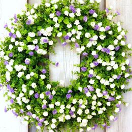 Decorative Flowers Simulation Wreath Artificial Eucalyptus Spring Summer Greenery For Front Door Wall Decor