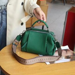 Evening Bags Double Zipper Design Green Boston Tote Big Capacity Full Grain Cow Leather Women's Handbag Luxurious 2 Straps Shoulder Bag