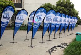 Promotional advertising bow banners / custom Flying beach teardrop flag and stand