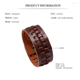 Bangle Jessingshow Fashion Men Wide Genuine Leather Bracelet Brown Bracelets Cuff Bangles Vintage Punk Style Wristband Jewellery Melv22