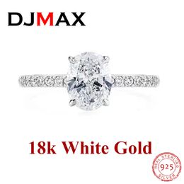 Solitaire Ring DJMAX 1-3Carat Oval Cut D Color Ring for Woman 18K White Gold Plated 925 Sterling Silver Engagement Wedding Ring 230621