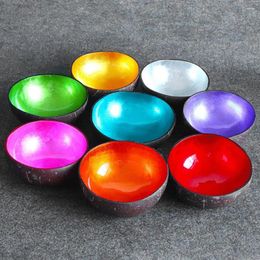Bowls Vintage Painted Coconut Shell Fruit Salad Noodle Rice Tableware Container For Restaurant