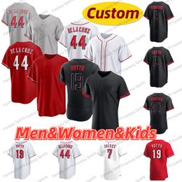 Custom 44 Elly De La Cruz Baseball Jersey Hunter Greene Tyler Stephenson Barry Larkin India Ken Griffey Jr.Joey Votto Men Women Kids Stitched Jerseys 2023 City Connect