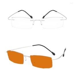 Sunglasses Frames Men Rimless Pochromic Glasses Brown Myopia Women Ready Made Prescription Gafas Sensitive Eyewear Transition Lenses