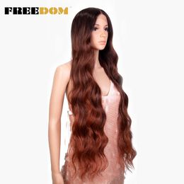 Nxy Synthetic Lace Front Wig 36 inch Body Wave Wigs For Women Blonde Ginger Highlight Wig Long Wavy Cosplay Wigs 230524