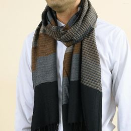 Scarves Striped Men's Winter Scarf Fashion Yarn-dyed Warm Russian Shawl Scarfs Fringe Stripe Tassel Viscose Cotton Blend Long
