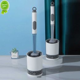 New Detergent Refillable Toilet Brush Set Wall-Mounted with Holder Silicone TPR Brush for Corner Cleaning Tools Bathroom Accessories